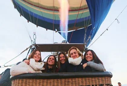 Group in hot air balloon