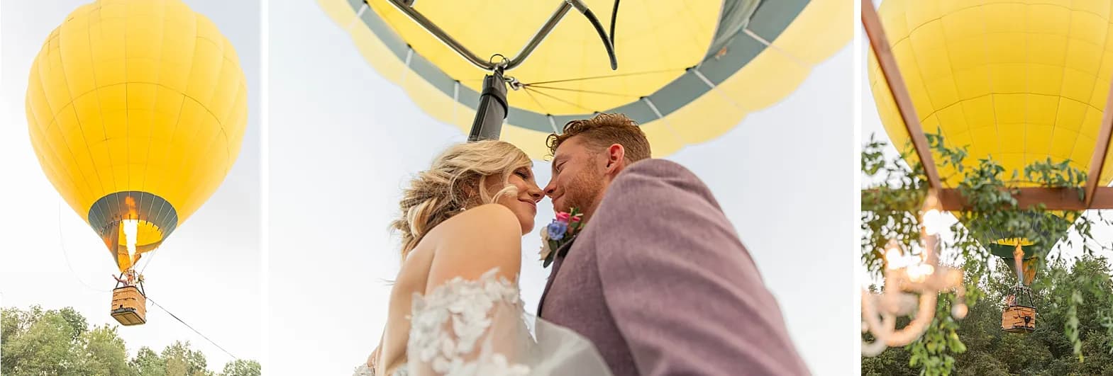 Couple enjoying balloon flight